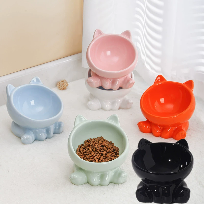Baby Food Cat - Ceramic Cat Dog Bowl High Feet