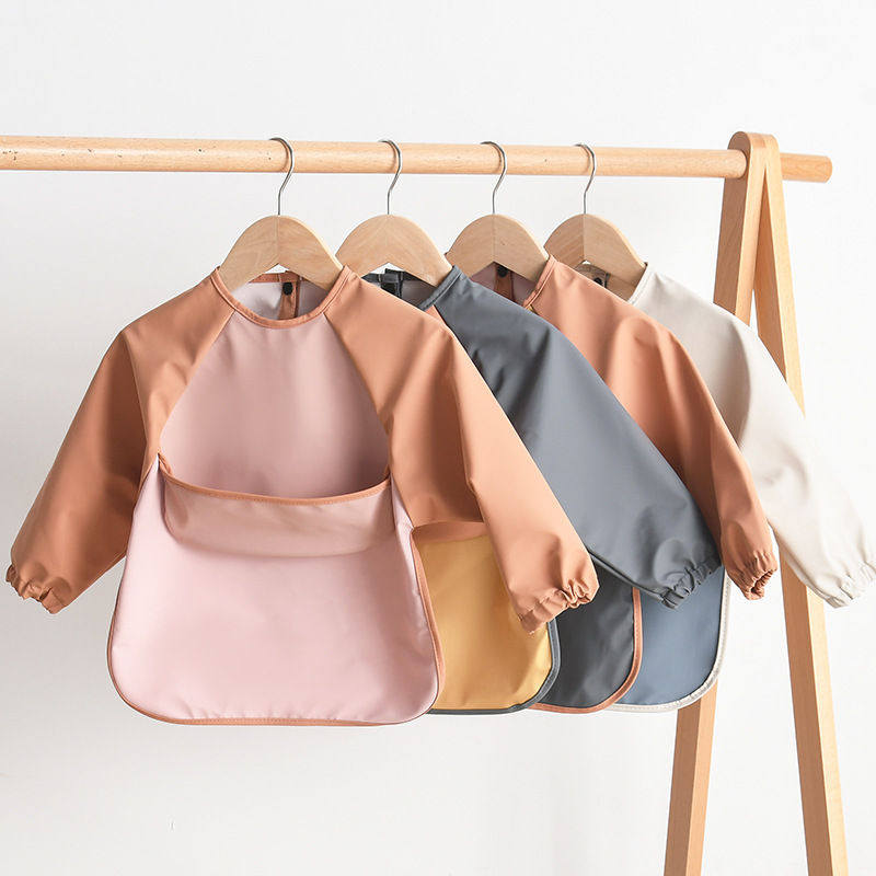 Kids Baby Long Sleeved PU Bibs - Bib Long Sleeve ulasan dan harga