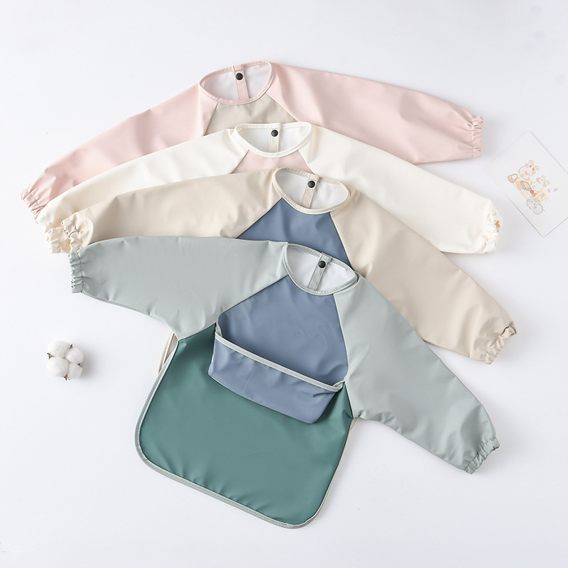 Kids Baby Long Sleeved PU Bibs - Bib Long Sleeve ulasan dan harga