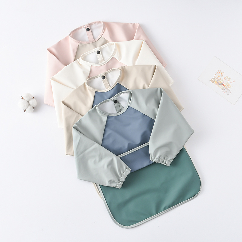 Kids Baby Long Sleeved PU Bibs - Bib Long Sleeve ulasan dan harga