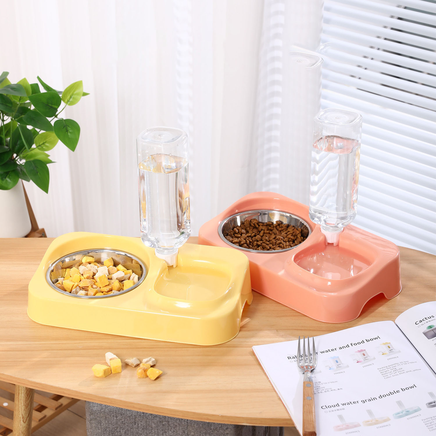 Integrated Pet Double Bowl Foo - Baby Food Cat ulasan dan harga