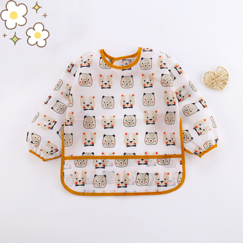 Baby Silicone Cartoon Bib 0-6  - Bib Long Sleeve ulasan dan harga