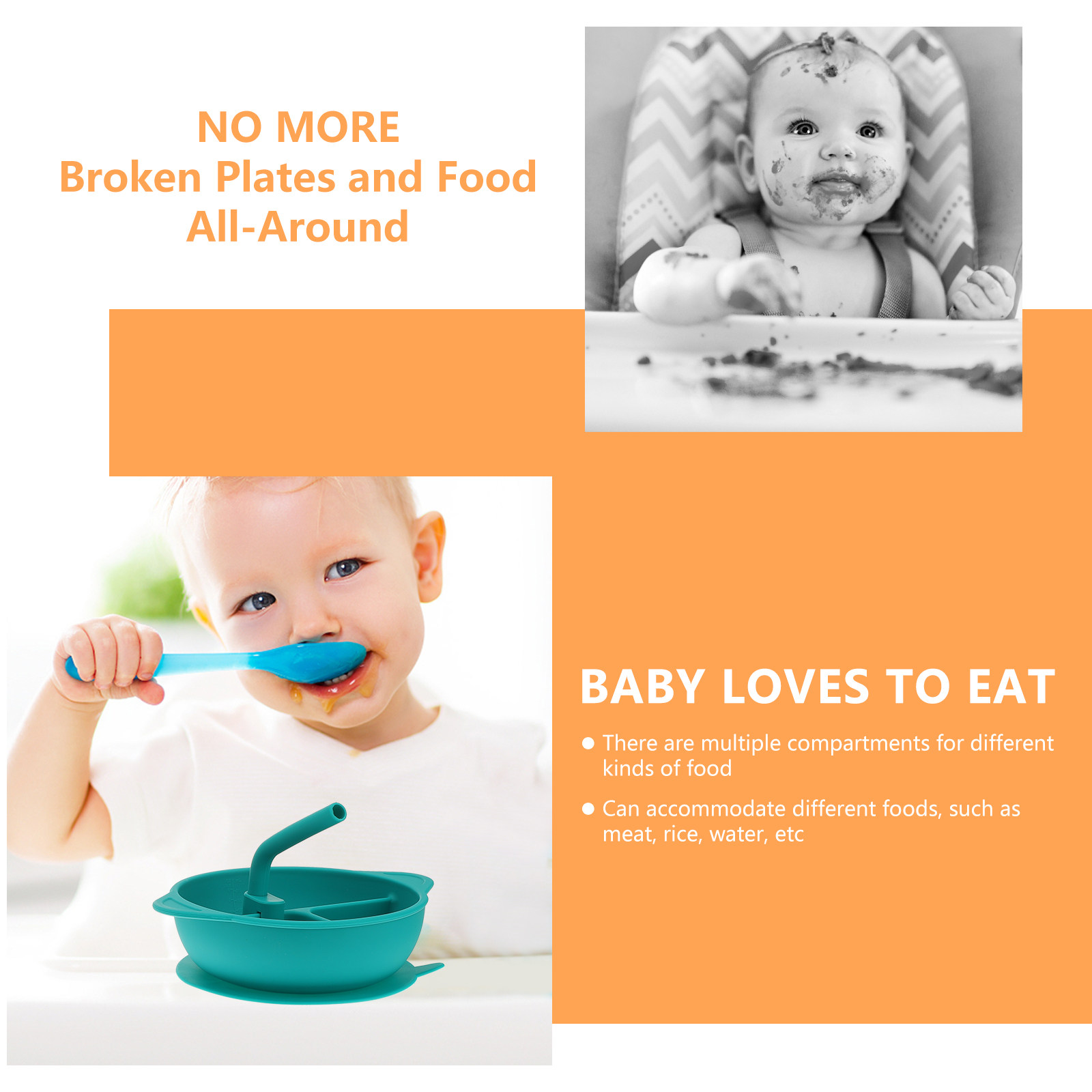 1Pcs Anti-Break Silicone Dinne - Baby Food Dessert ulasan dan harga
