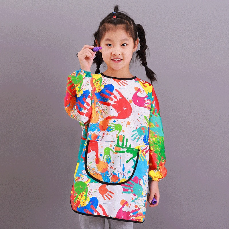 Toddler Waterproof Art Smock w - Bib Long Sleeve ulasan dan harga