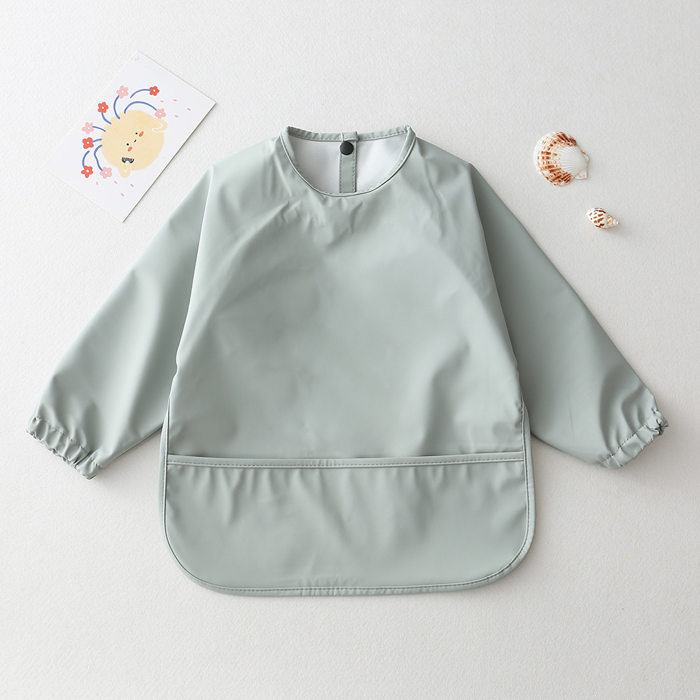 Solid Color Baby Feeding Bibs  - Bib Long Sleeve ulasan dan harga