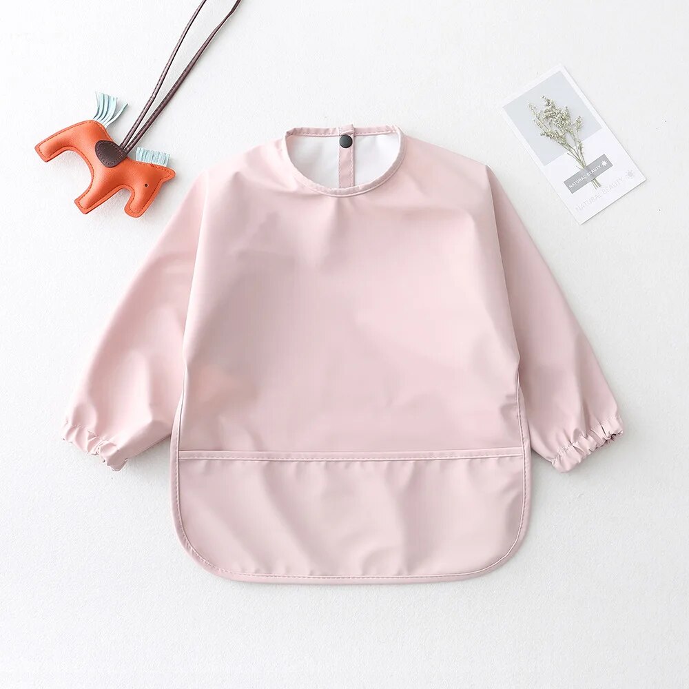 Solid Color Baby Feeding Bibs  - Bib Long Sleeve ulasan dan harga