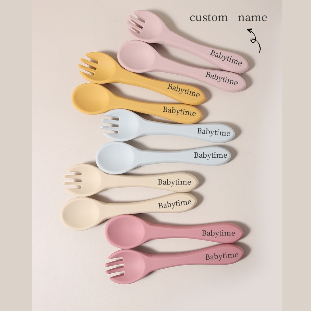 Custom Name 1 Pair Silicone Sp - Baby Food Nutrition ulasan dan harga