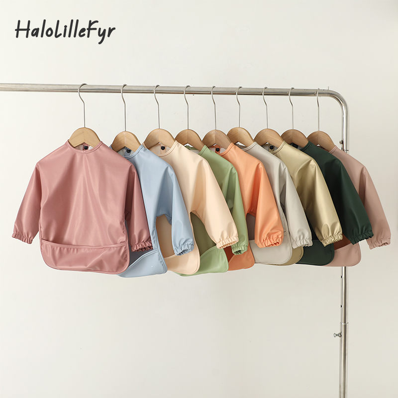 Baby Bibs Burp Cloth Solid Col - Bib Long Sleeve ulasan dan harga