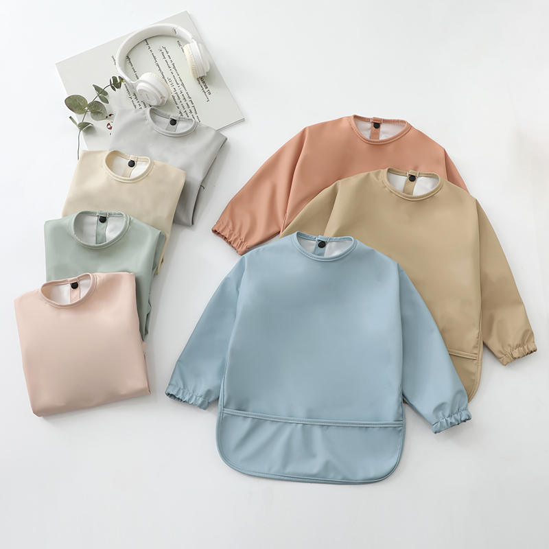 Baby Bibs Burp Cloth Solid Col - Bib Long Sleeve ulasan dan harga